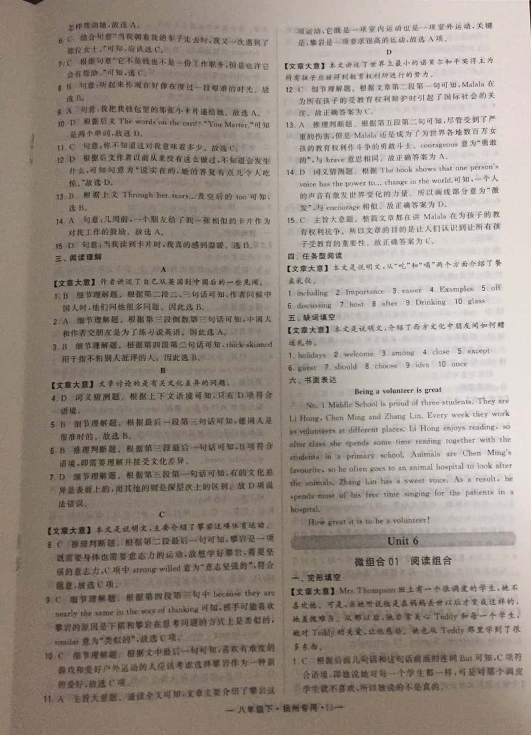 2019年經(jīng)綸學(xué)典學(xué)霸八年級英語下冊譯林版揚(yáng)州專版 參考答案第13頁