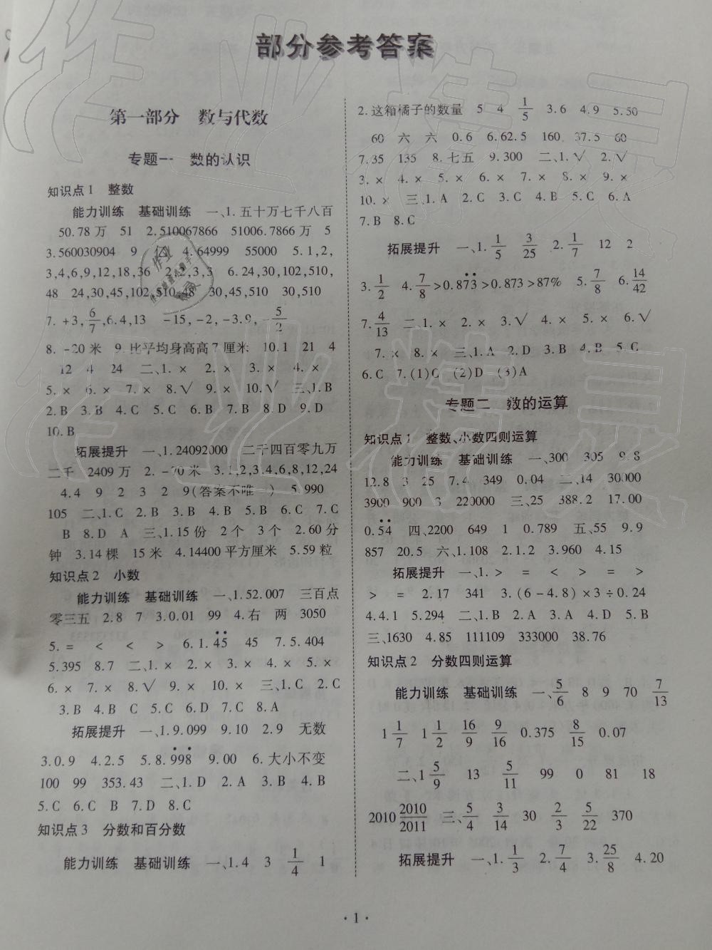 2019年伴你成长六年级数学下册北师大版河南专版北京师范大学出版社 第1页