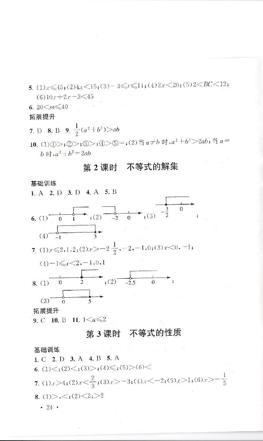 2019年創(chuàng)新優(yōu)化學(xué)案七年級(jí)數(shù)學(xué)下冊蘇教版 參考答案第24頁