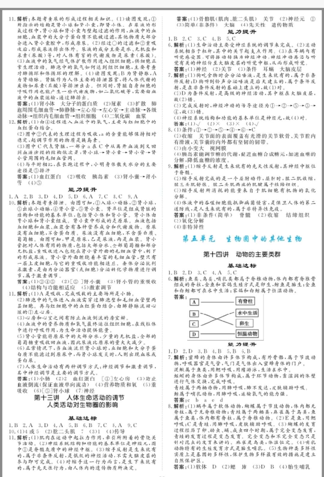 2019年創(chuàng)意課堂中考總復(fù)習(xí)指導(dǎo)九年級生物 參考答案第4頁