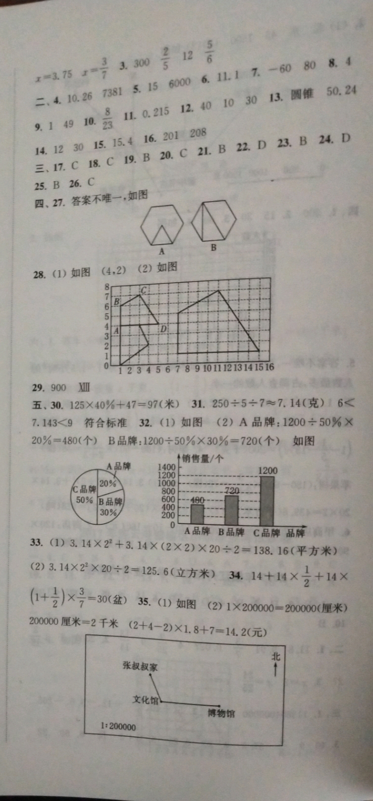 2019年小學(xué)畢業(yè)考試試卷精編六年級數(shù)學(xué)江蘇專用 參考答案第23頁