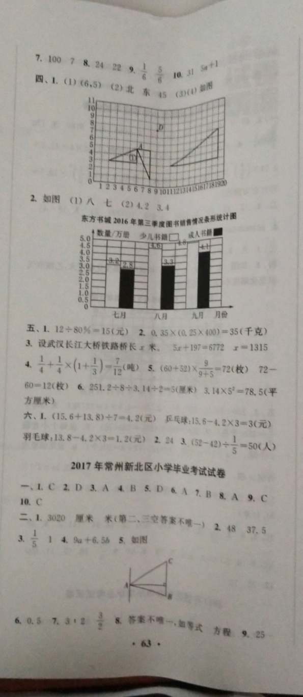 2019年小学毕业考试试卷精编六年级数学江苏专用 参考答案第20页