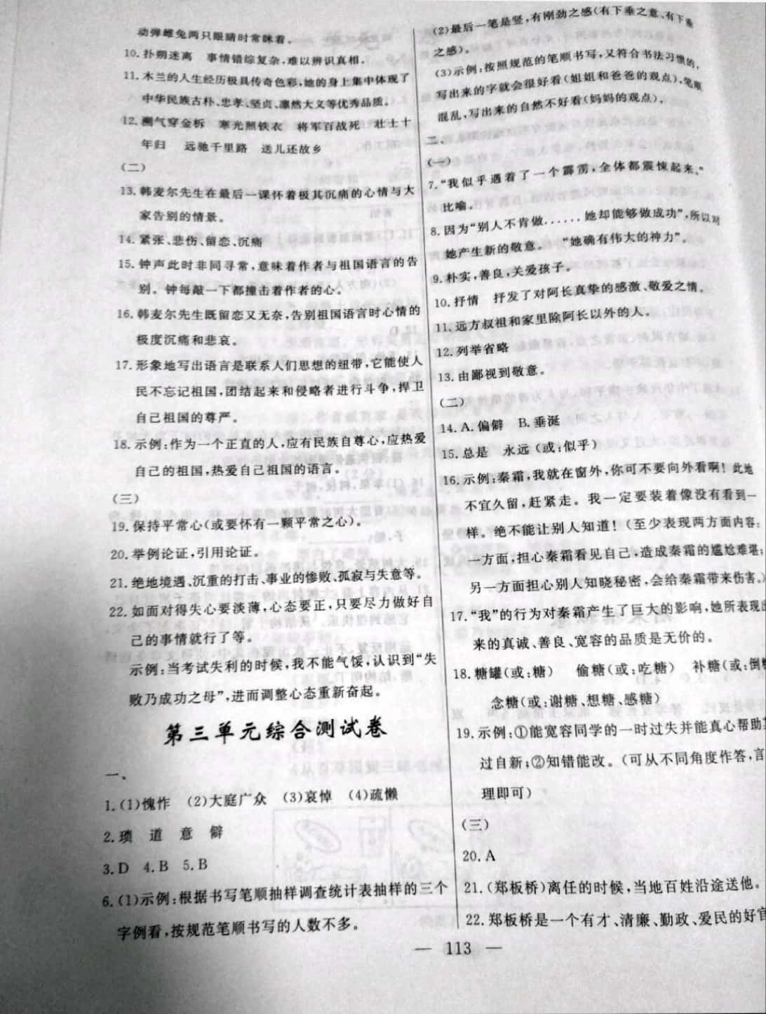 2019年花山小狀元學科能力達標初中生100全優(yōu)卷七年級語文下冊 參考答案第13頁