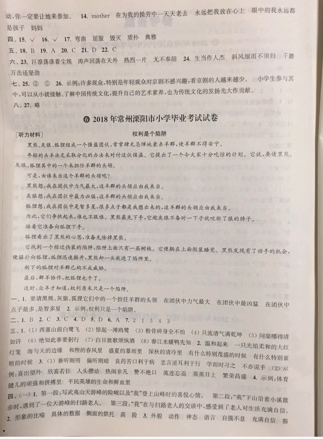 2019年小學(xué)畢業(yè)考試試卷精編六年級(jí)語(yǔ)文下冊(cè)蘇教版 參考答案第4頁(yè)