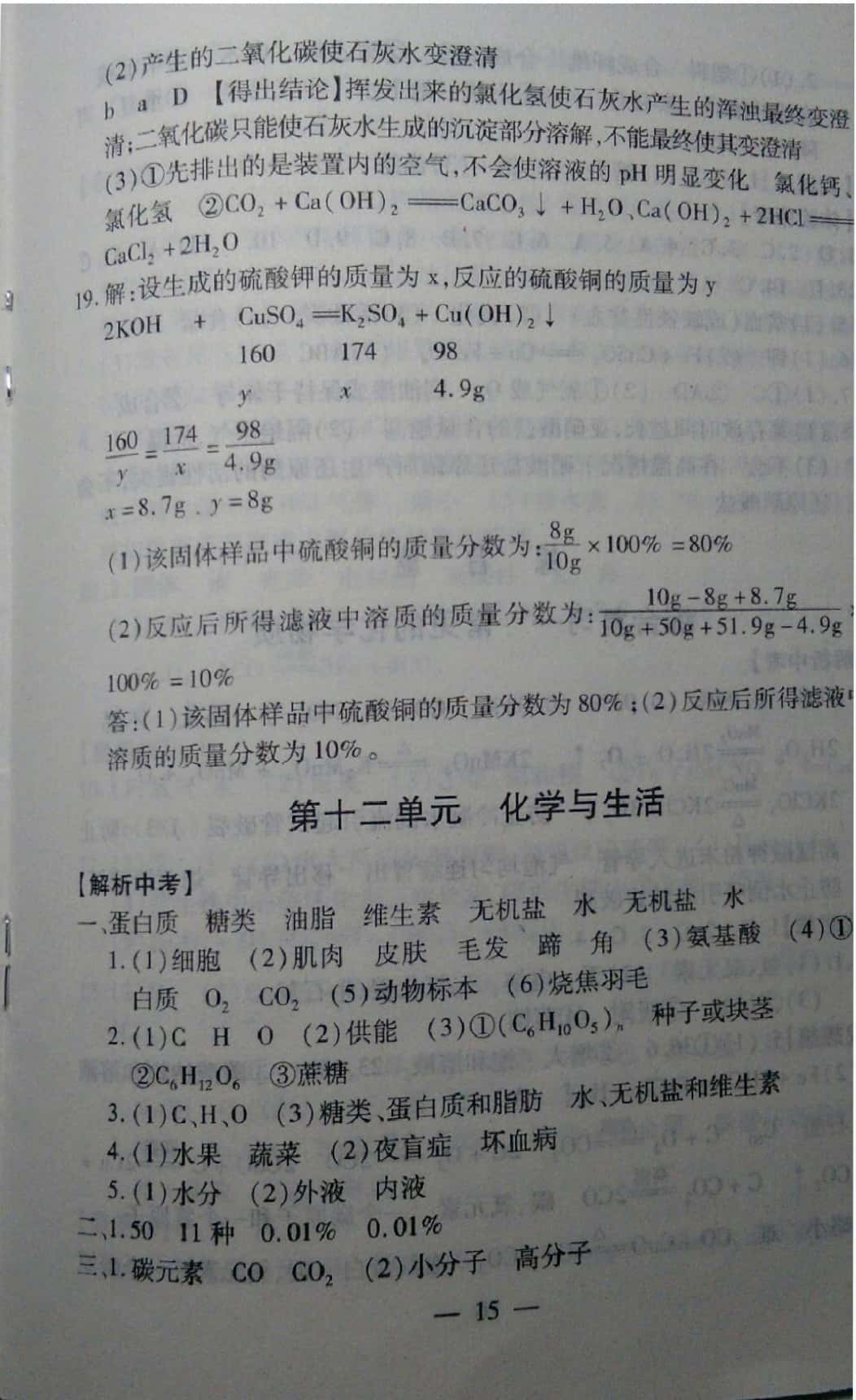 2019年中考突破九年級化學(xué) 參考答案第15頁
