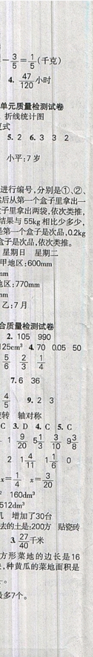 2019年名师三导学练考五年级数学下册人教版 参考答案第8页