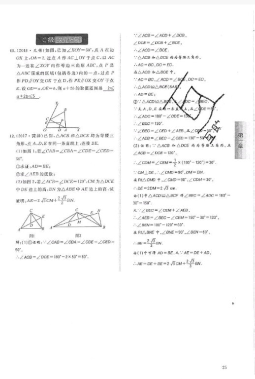 2019年蓉城学堂课课练八年级数学下册北师大版 参考答案第25页