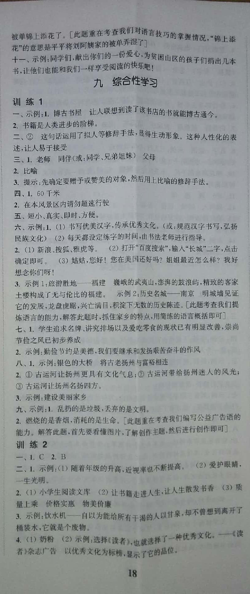 2019年通城學(xué)典通城1典小學(xué)總復(fù)習語文蘇教版 參考答案第17頁