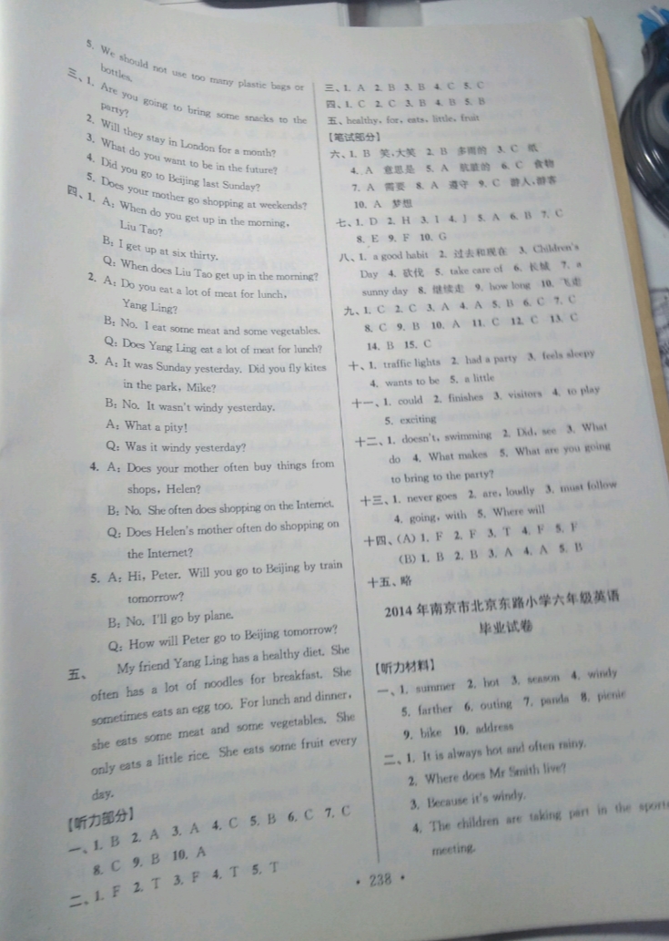 2019年超能學典江蘇13大市名牌小學畢業(yè)升學真卷精編六年級英語譯林版 參考答案第22頁