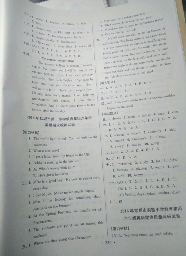 2019年超能學典江蘇13大市名牌小學畢業(yè)升學真卷精編六年級英語譯林版 參考答案第14頁