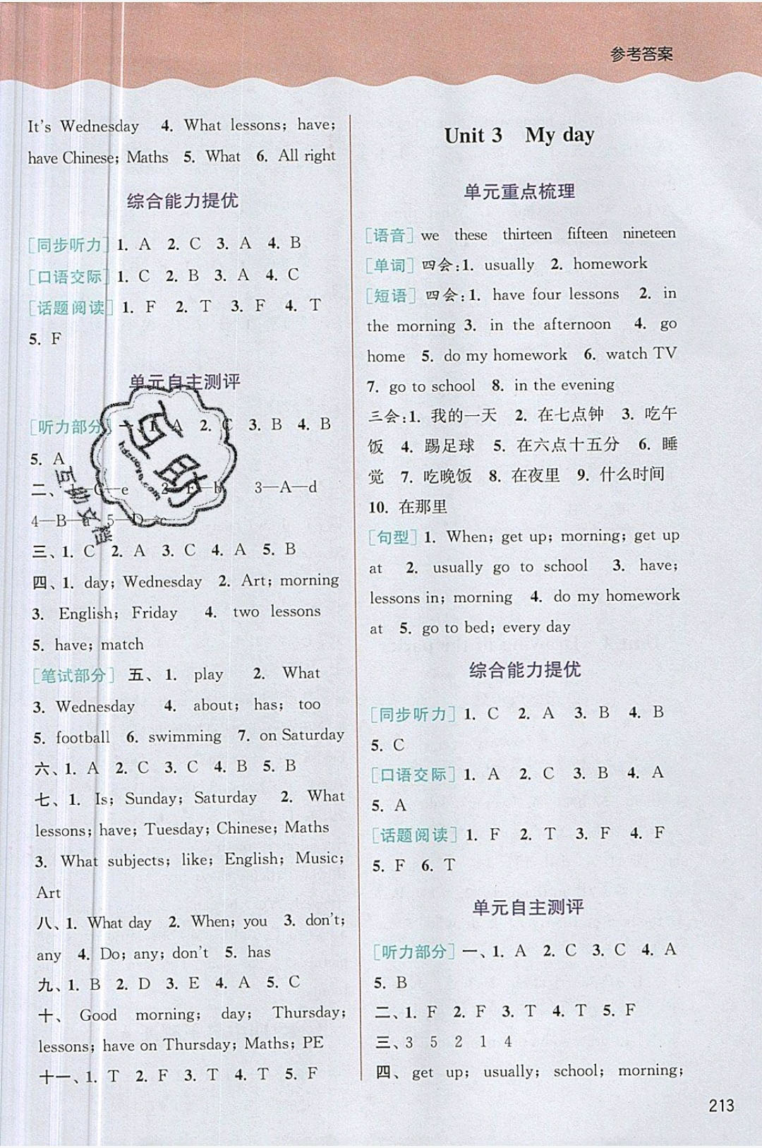 2019年通城學(xué)典非常課課通四年級英語下冊譯林版 參考答案第2頁