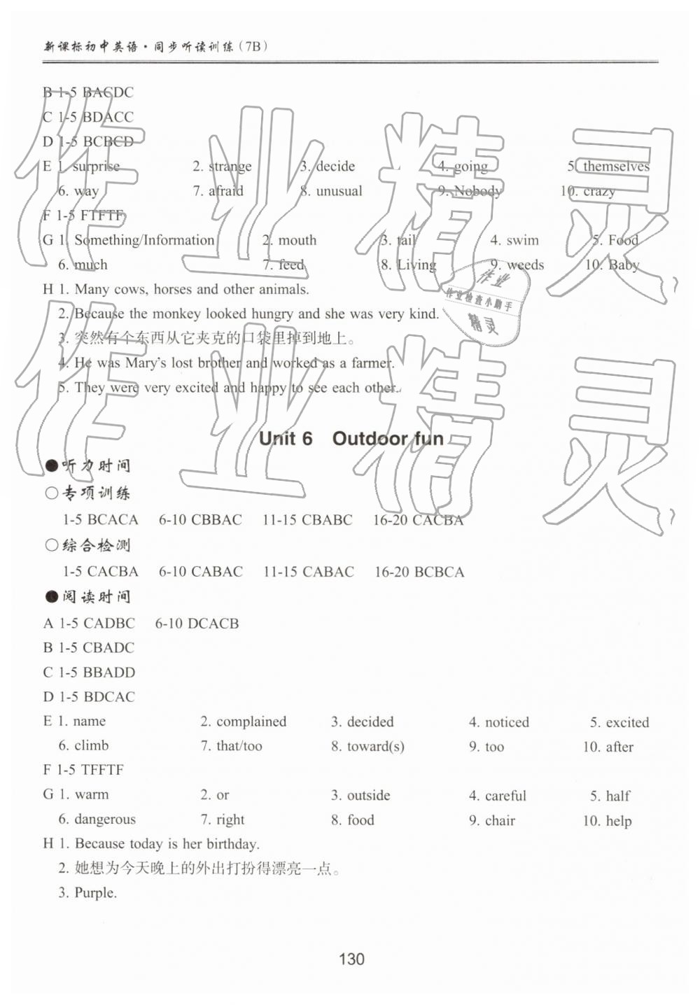 2019年新課標(biāo)初中英語同步聽讀訓(xùn)練七年級下冊譯林版 參考答案第4頁