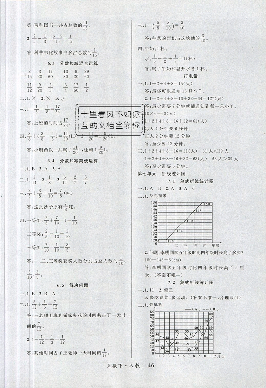 2019年課內(nèi)課外五年級數(shù)學(xué)下冊人教版 參考答案第6頁