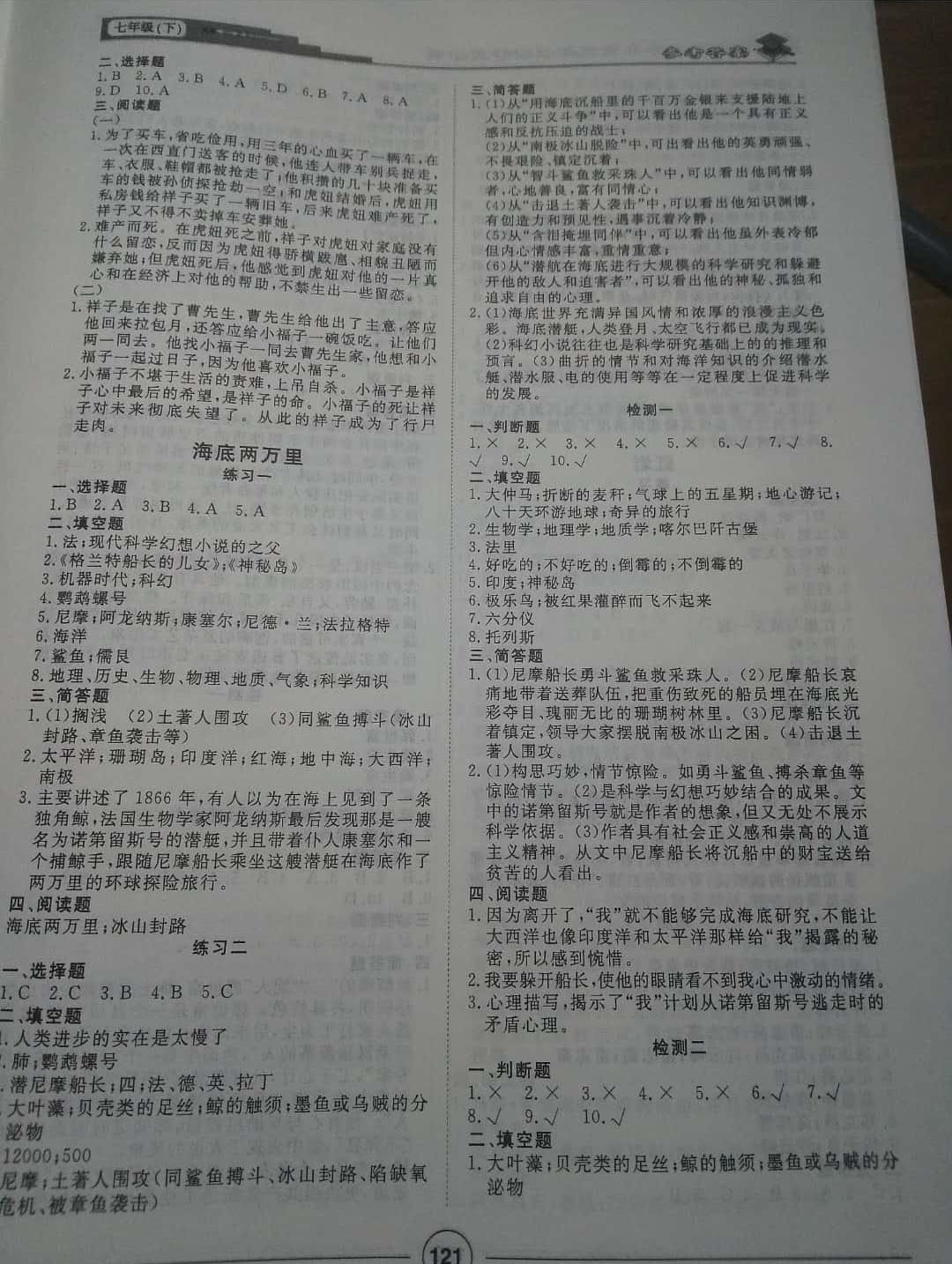 2019年課內外古詩文與名著考點特訓七年級 參考答案第13頁