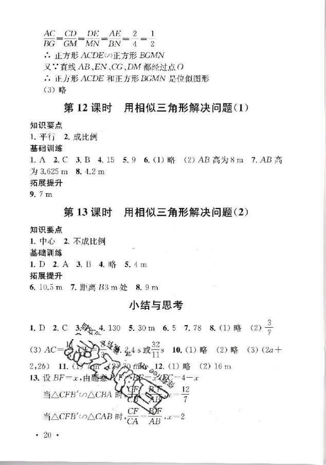 2019年創(chuàng)新優(yōu)化學(xué)案九年級(jí)數(shù)學(xué)下冊(cè) 參考答案第20頁(yè)