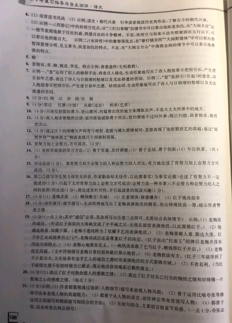 2019年新中考復(fù)習(xí)指導(dǎo)與自主測評語文南通市 參考答案第22頁