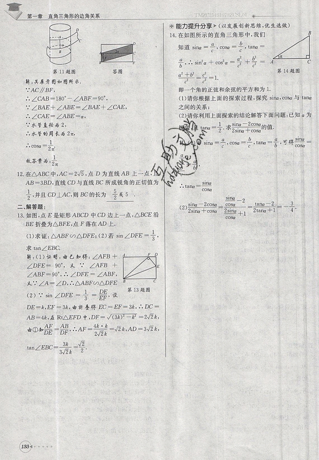 2019年每日核心導(dǎo)學(xué)九年級數(shù)學(xué)下冊北師大版 參考答案第133頁