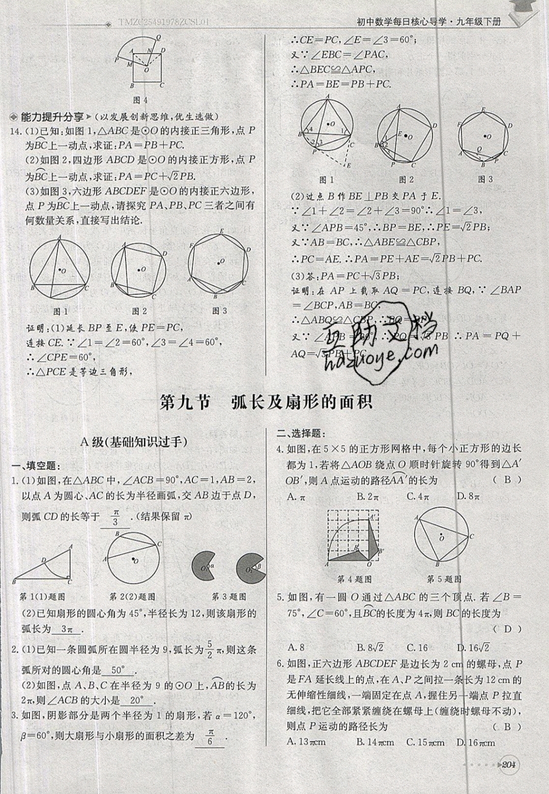 2019年每日核心導(dǎo)學(xué)九年級(jí)數(shù)學(xué)下冊北師大版 參考答案第204頁