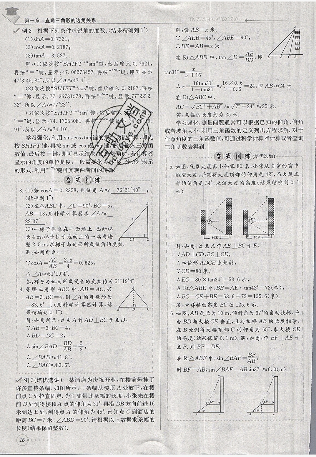 2019年每日核心導(dǎo)學(xué)九年級(jí)數(shù)學(xué)下冊(cè)北師大版 參考答案第13頁(yè)