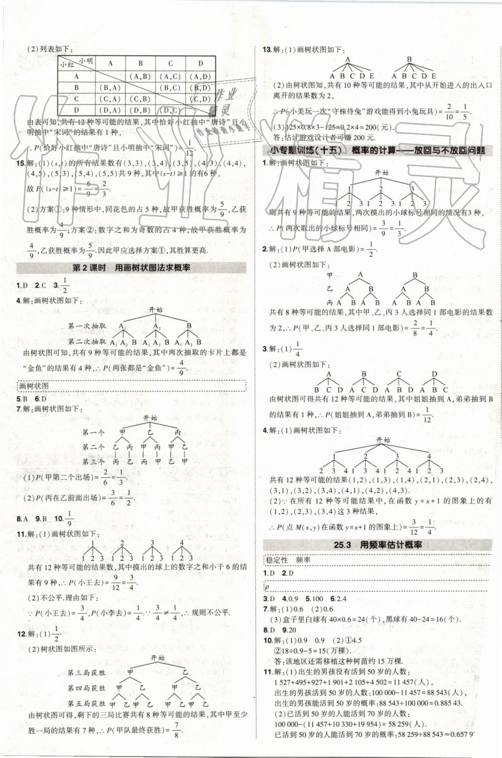 2019年黄冈创优作业九年级数学上册人教版 参考答案第21页