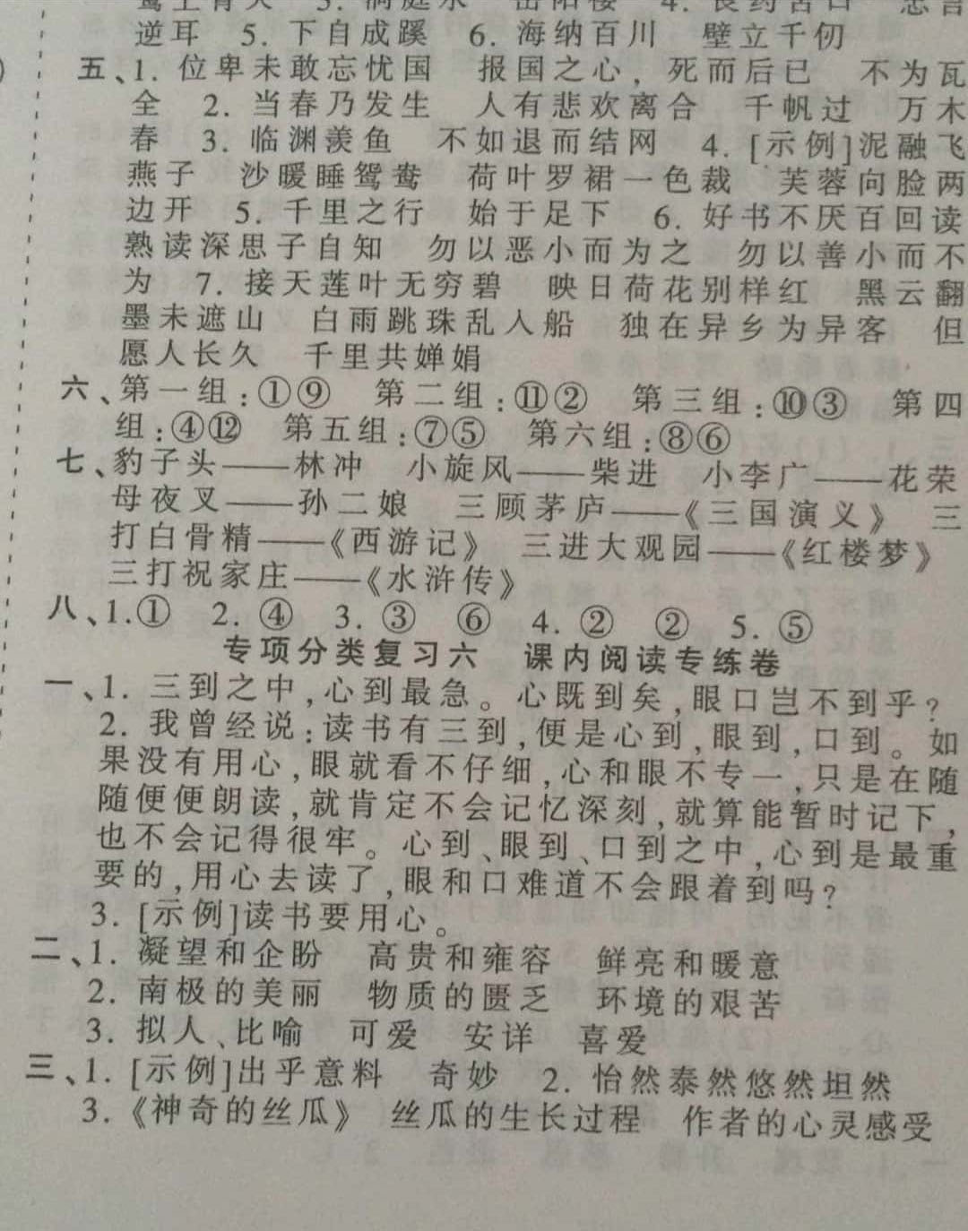 2019年王朝霞考點(diǎn)梳理時習(xí)卷六年級語文下冊西師大版 第31頁