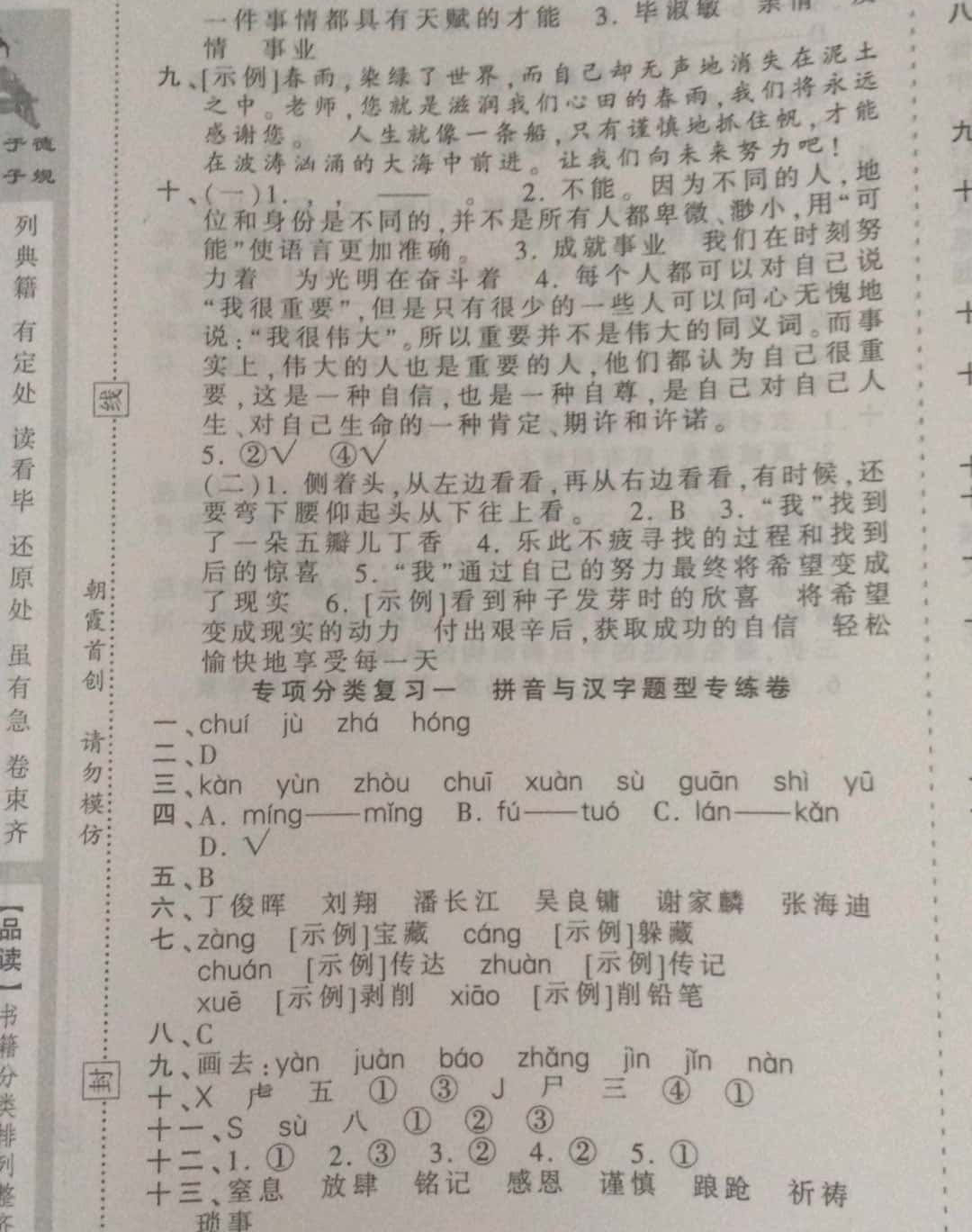 2019年王朝霞考點(diǎn)梳理時(shí)習(xí)卷六年級(jí)語(yǔ)文下冊(cè)西師大版 第21頁(yè)