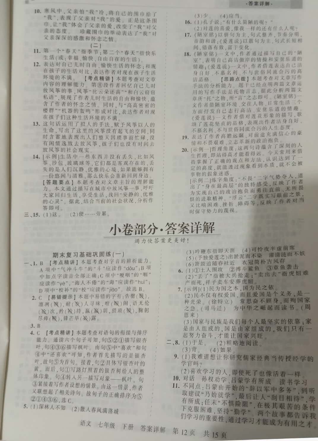 2019年王朝霞期末真題精編七年級(jí)語(yǔ)文下冊(cè)人教版 第12頁(yè)