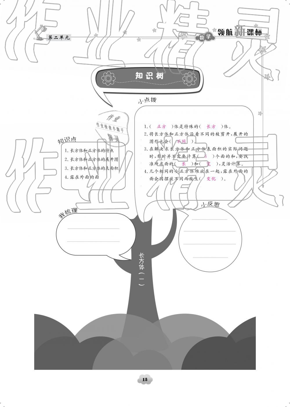 2019年領(lǐng)航新課標(biāo)練習(xí)冊(cè)五年級(jí)數(shù)學(xué)下冊(cè)北師大版 參考答案第13頁