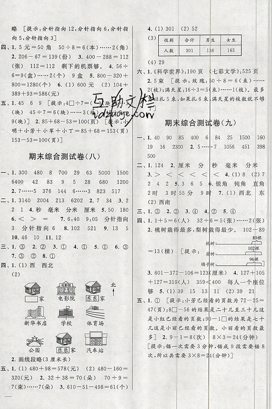 2019年亮點(diǎn)給力大試卷二年級(jí)數(shù)學(xué)下冊(cè)江蘇版 參考答案第12頁