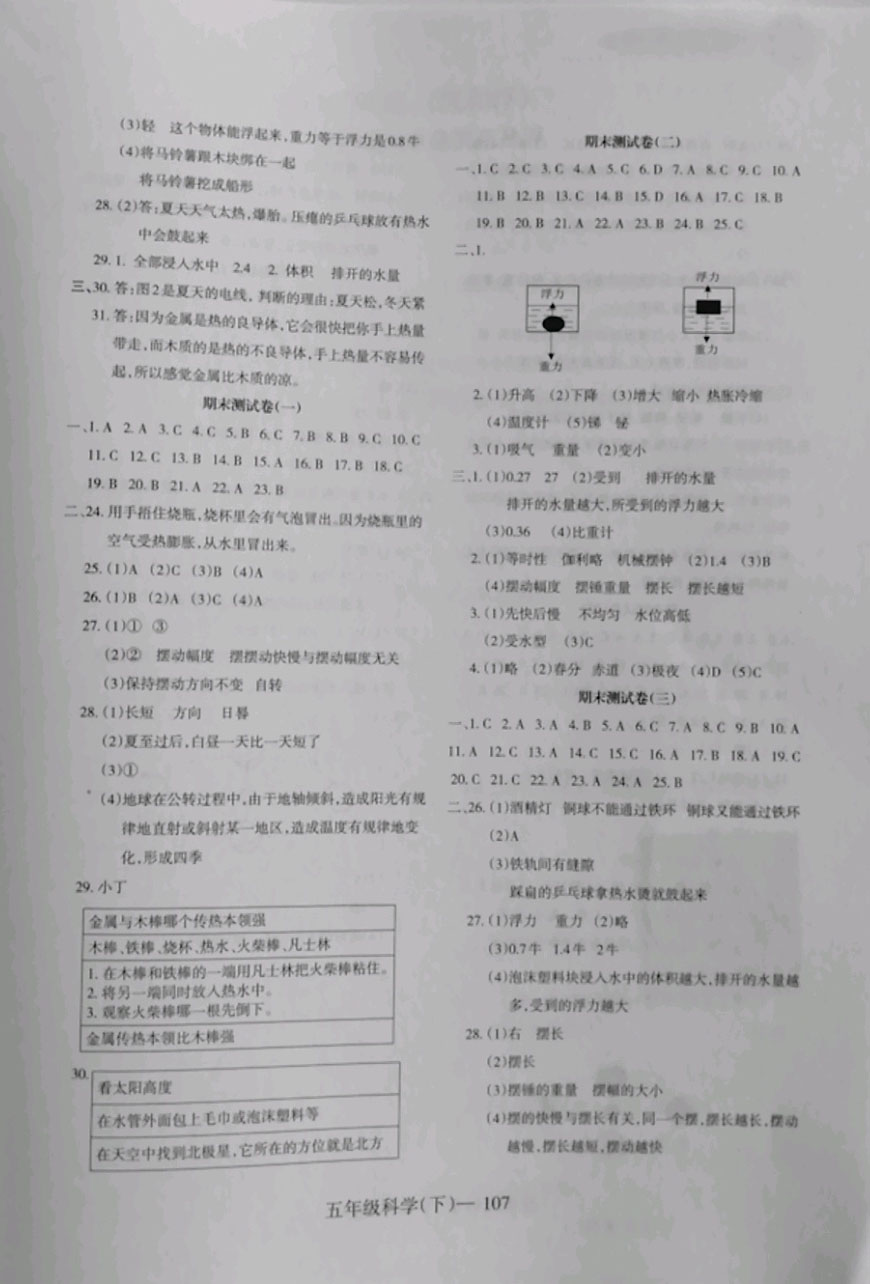 2019年小學(xué)學(xué)習(xí)好幫手五年級科學(xué)下冊教科版 參考答案第7頁