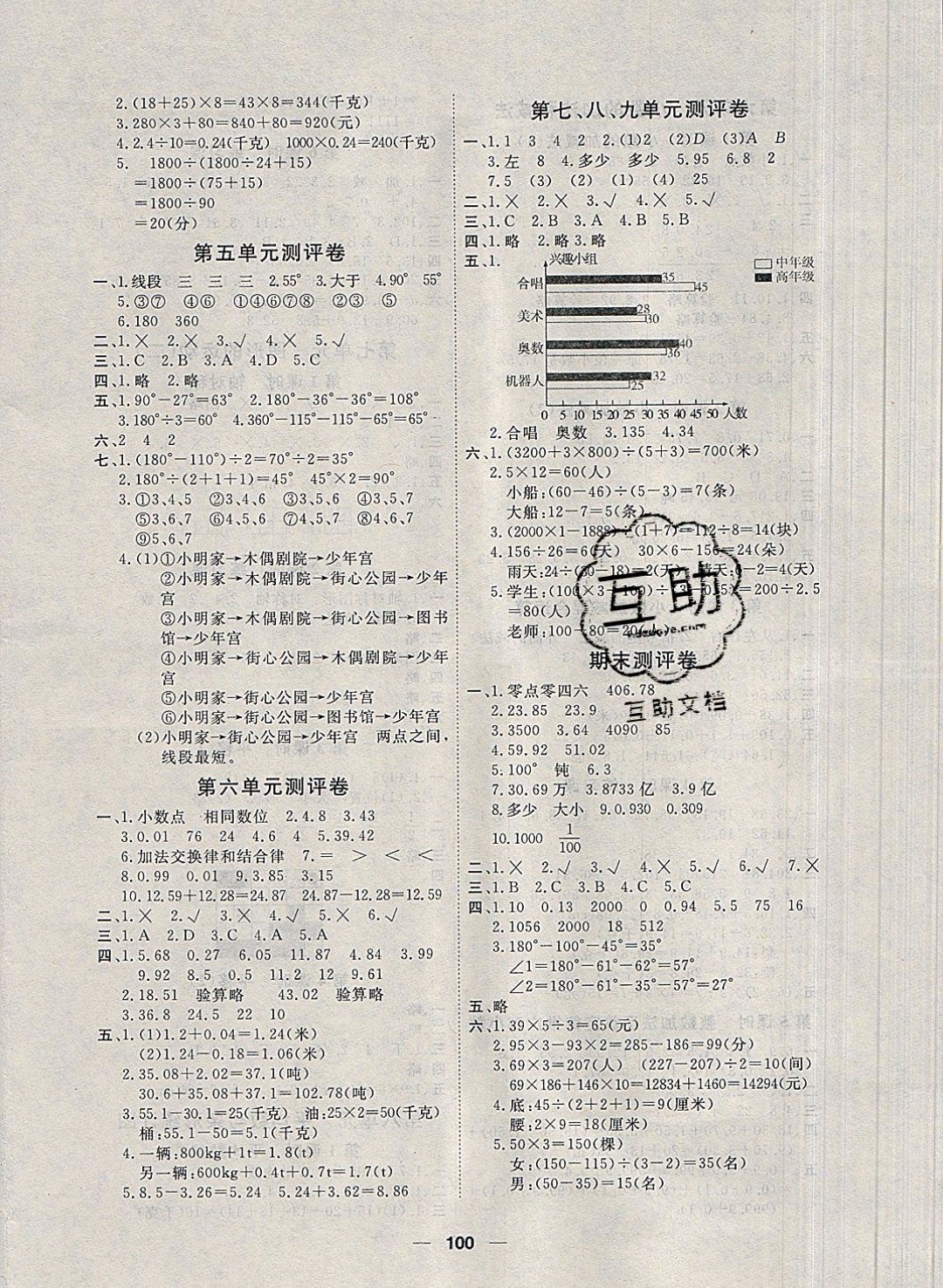 2019年陽光通道四年級(jí)數(shù)學(xué)下冊(cè)人教版 參考答案第8頁