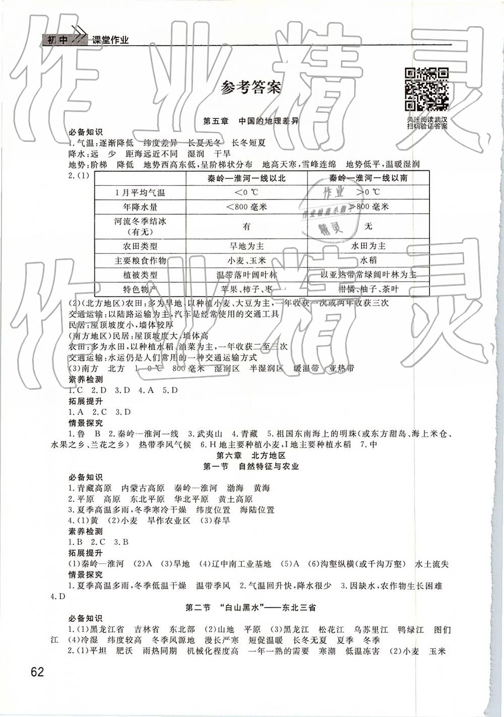 2019年智慧學習課堂作業(yè)八年級地理下冊人教版 參考答案第1頁