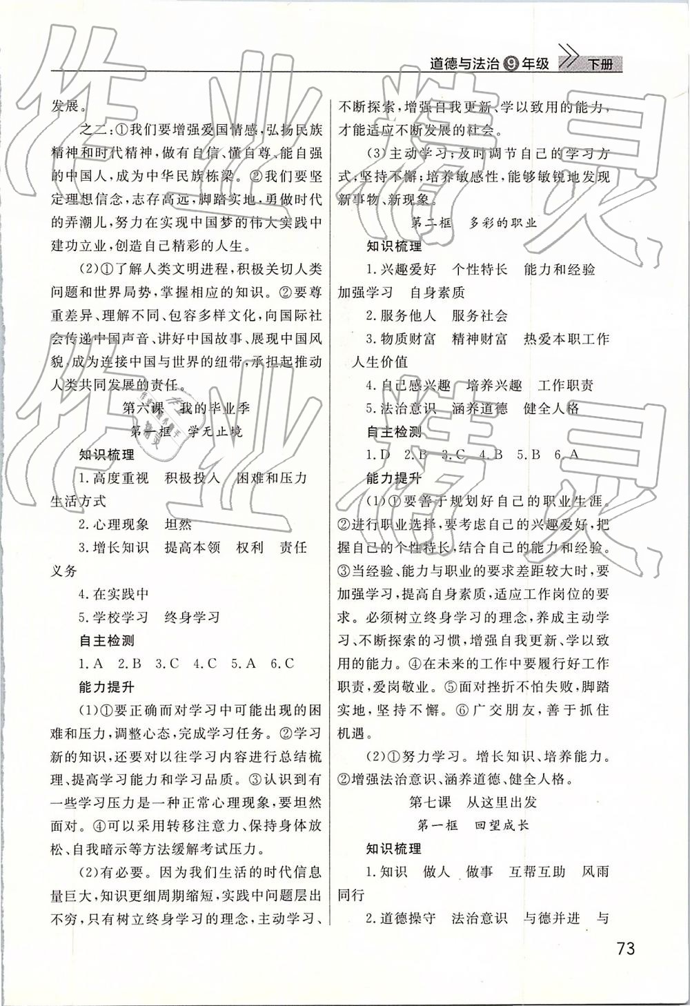 2019年智慧學(xué)習(xí)課堂作業(yè)九年級(jí)政治下冊(cè)人教版 參考答案第5頁