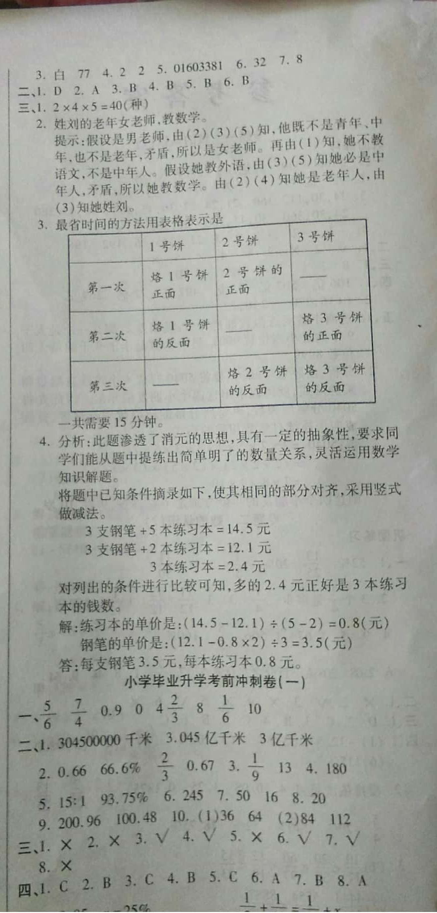 2019年小升初智能卷數學人教版 參考答案第15頁