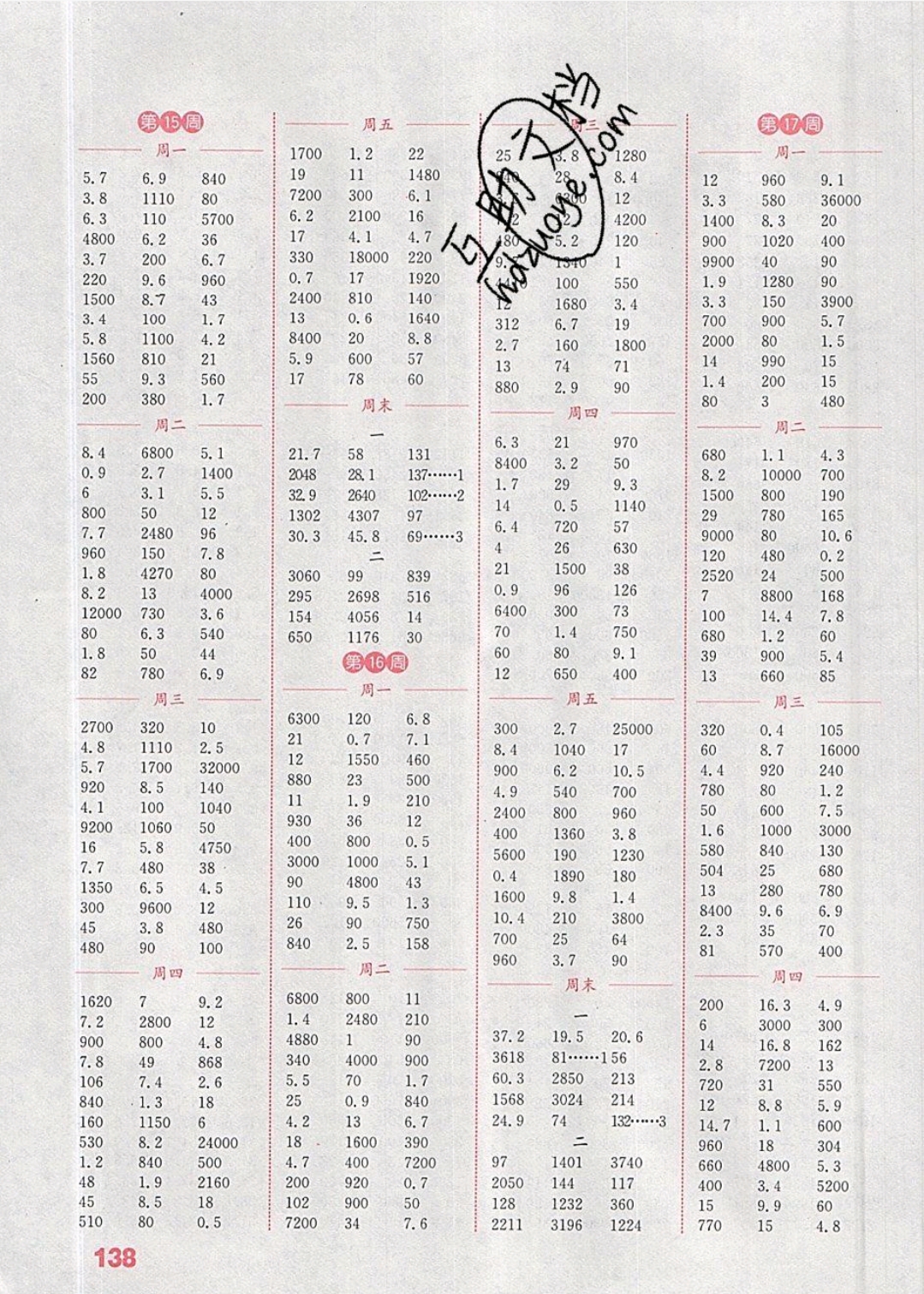 2019年通城学典计算能手三年级数学下册人教版 参考答案第6页