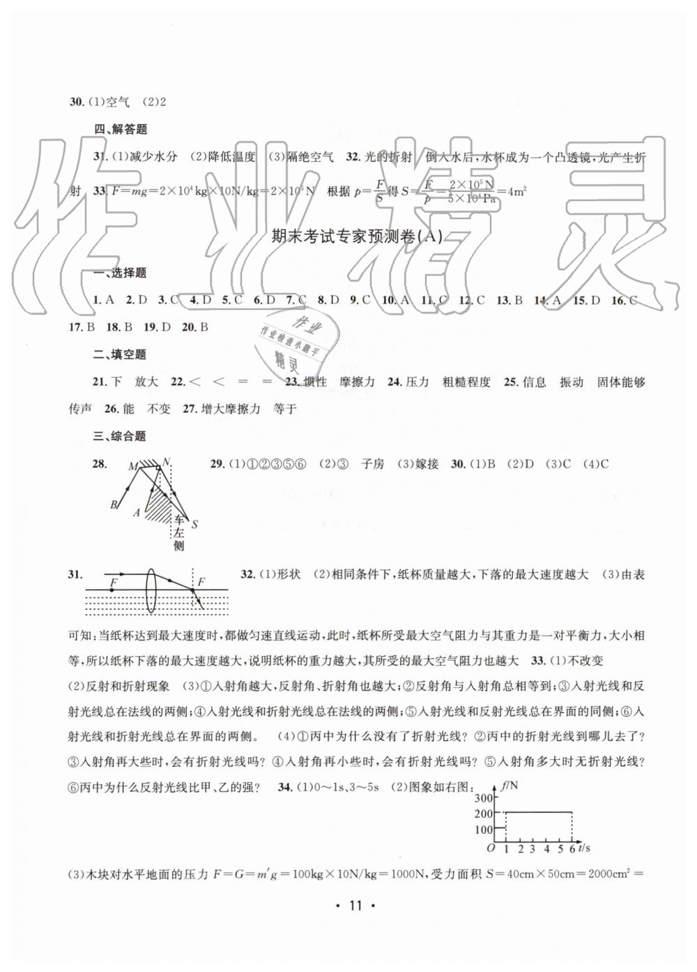 2019年名校期末复习宝典七年级科学下册浙教版 参考答案第11页