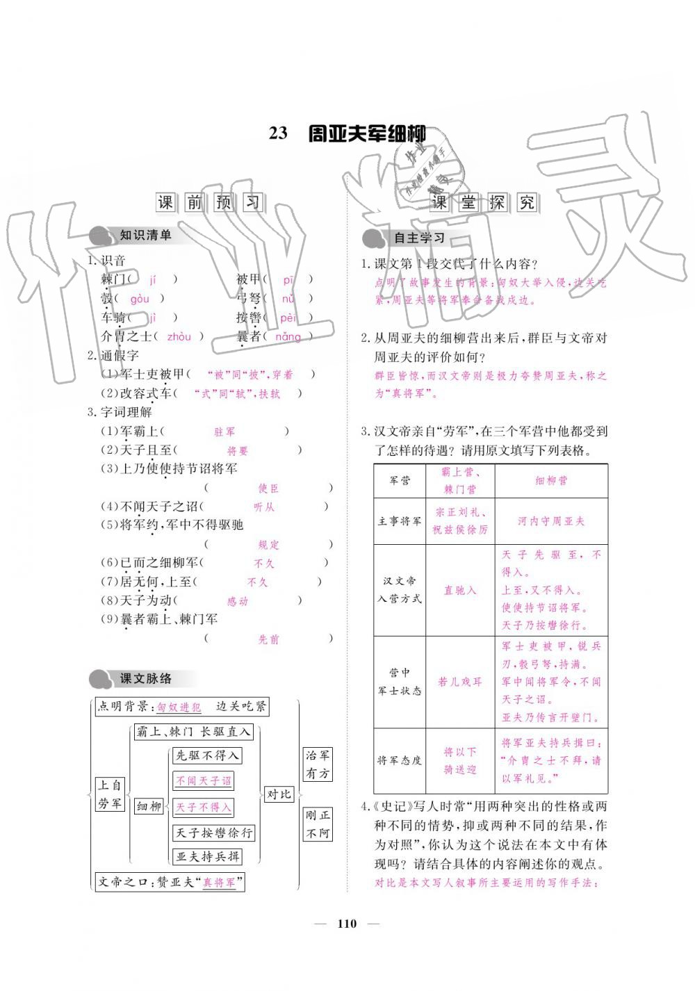 2019年一課一練創(chuàng)新練習八年級語文上冊人教版 參考答案第110頁