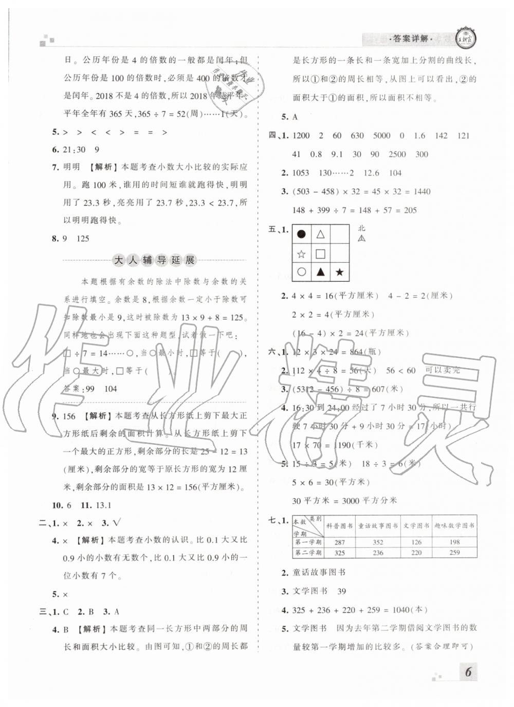 2019年王朝霞各地期末試卷精選三年級(jí)數(shù)學(xué)下冊人教版河南專版 參考答案第6頁