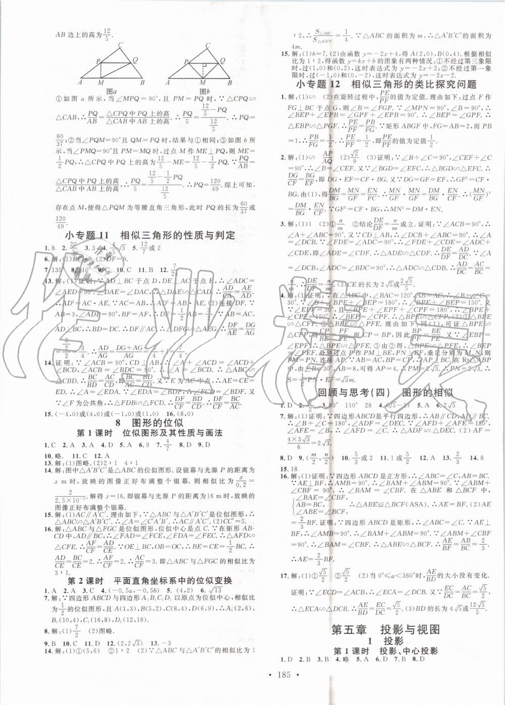 2019年名校課堂九年級(jí)數(shù)學(xué)上冊(cè)北師大版河南專(zhuān)版 參考答案第9頁(yè)