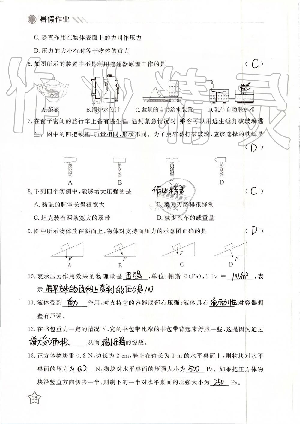 2019年湘岳假期暑假作業(yè)八年級物理 第18頁