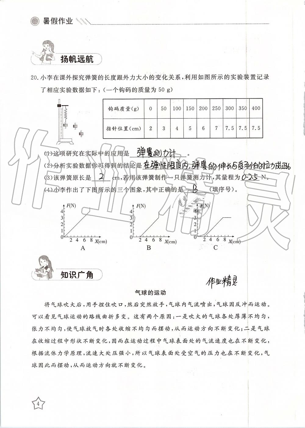 2019年湘岳假期暑假作業(yè)八年級(jí)物理 第4頁