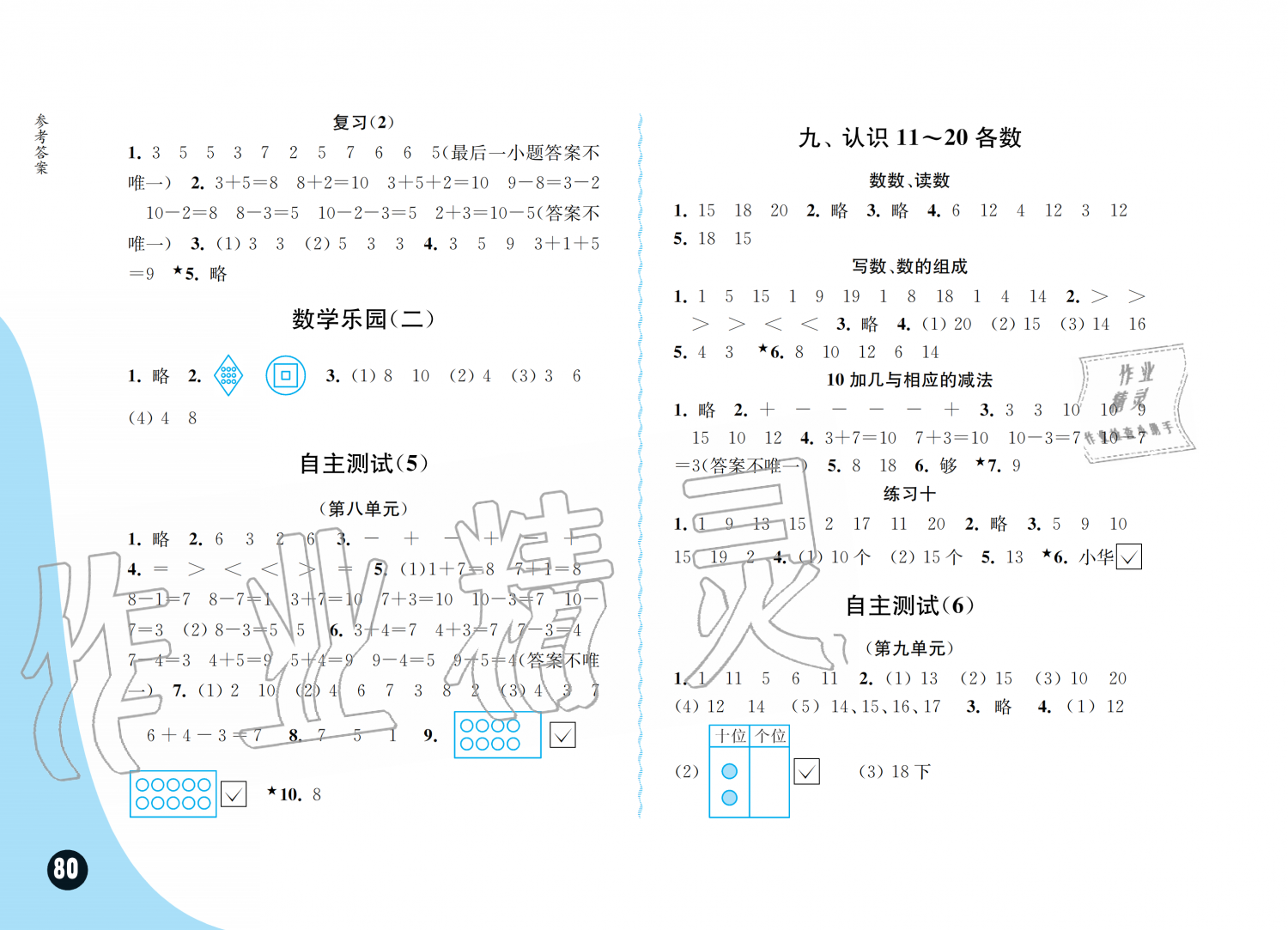 2019年練習(xí)與測試小學(xué)數(shù)學(xué)一年級上冊蘇教版彩色版 第6頁