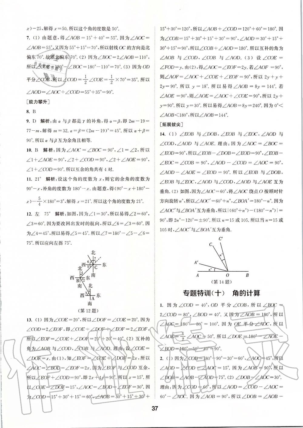 2019年拔尖特訓七年級數(shù)學上冊人教版 參考答案第36頁