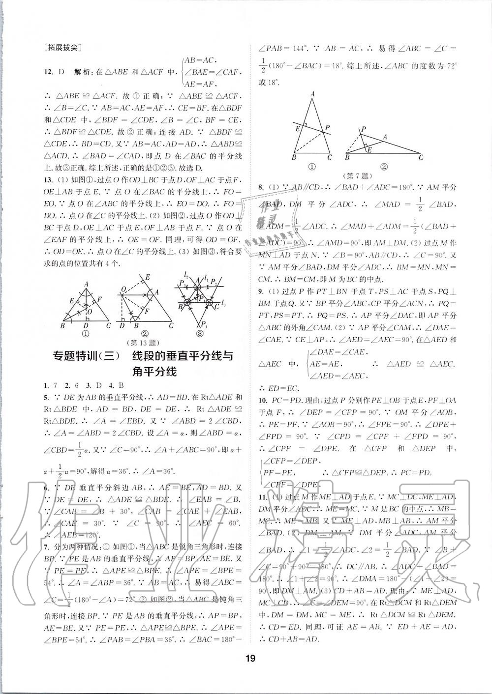 2019年拔尖特訓(xùn)八年級(jí)數(shù)學(xué)上冊(cè)蘇科版 參考答案第18頁(yè)