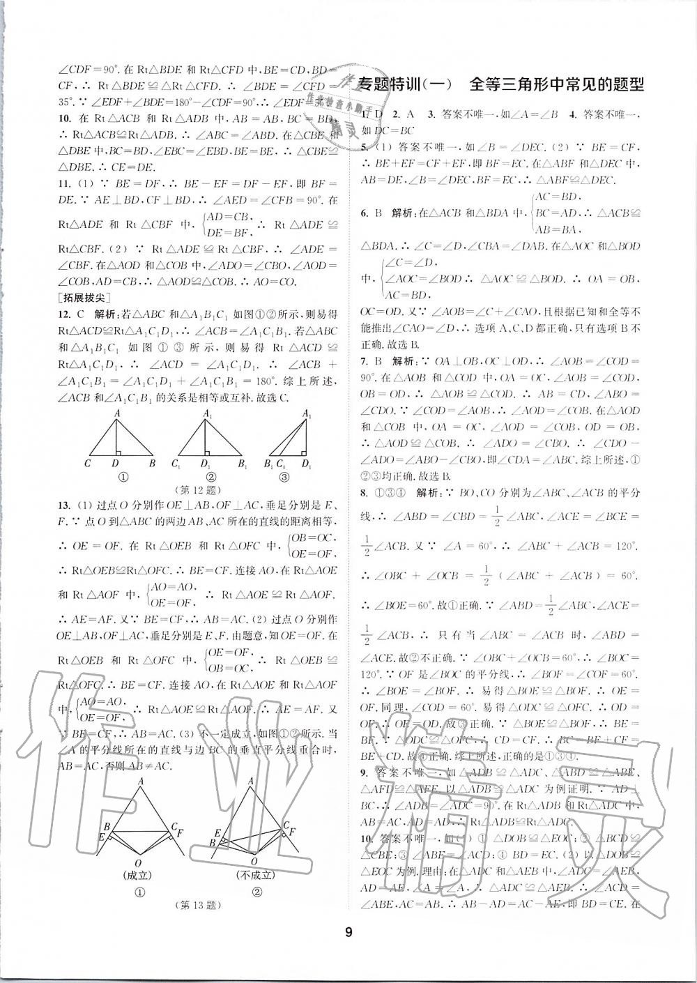 2019年拔尖特訓(xùn)八年級數(shù)學上冊蘇科版 參考答案第8頁