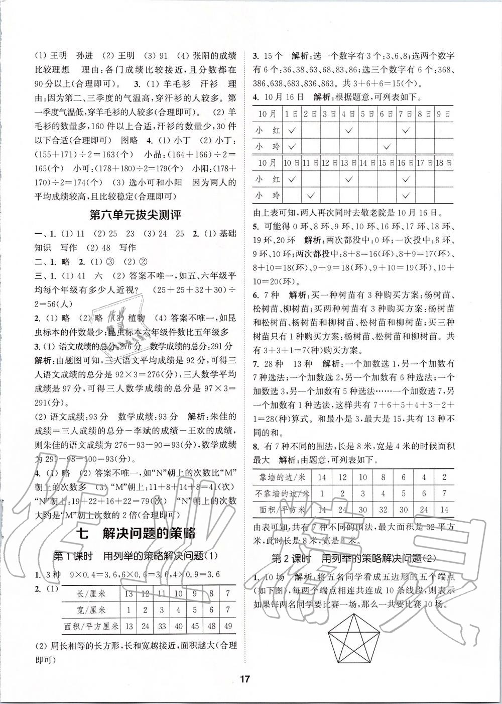 2019年拔尖特训五年级数学上册苏教版 参考答案第16页