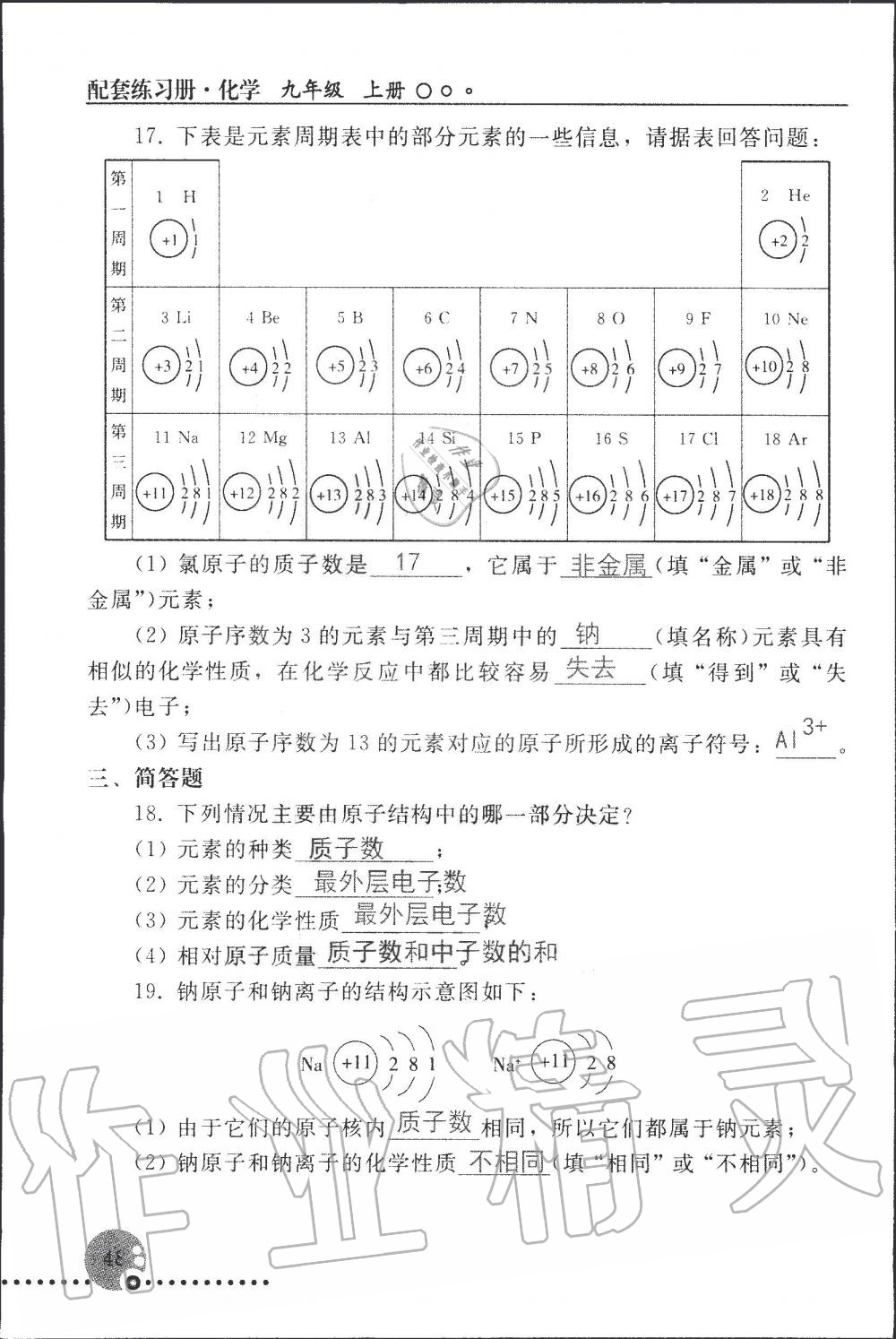 2019年配套練習(xí)冊九年級化學(xué)上冊人教版 第48頁