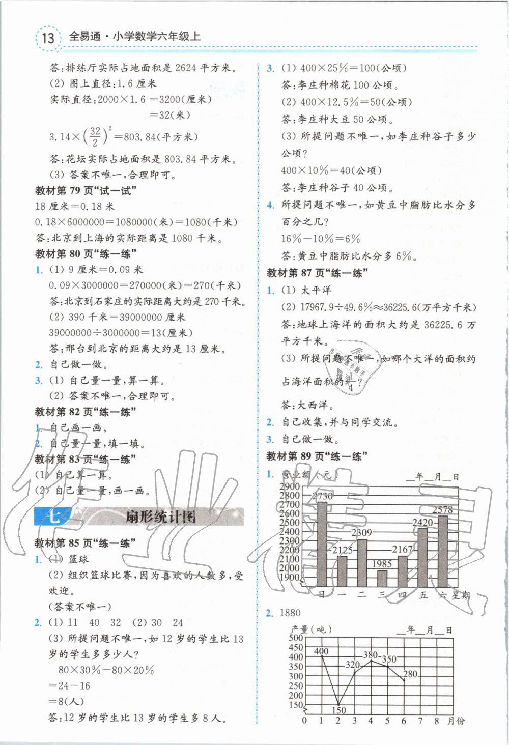 2019年全易通小学数学六年级上册冀教版 参考答案第33页