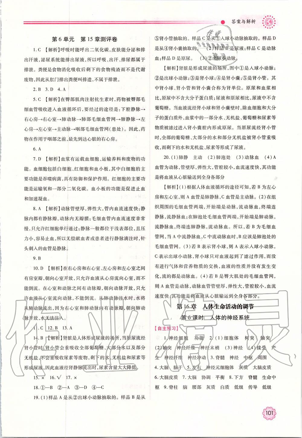 2019年績優(yōu)學(xué)案八年級生物學(xué)上冊蘇科版 參考答案第3頁