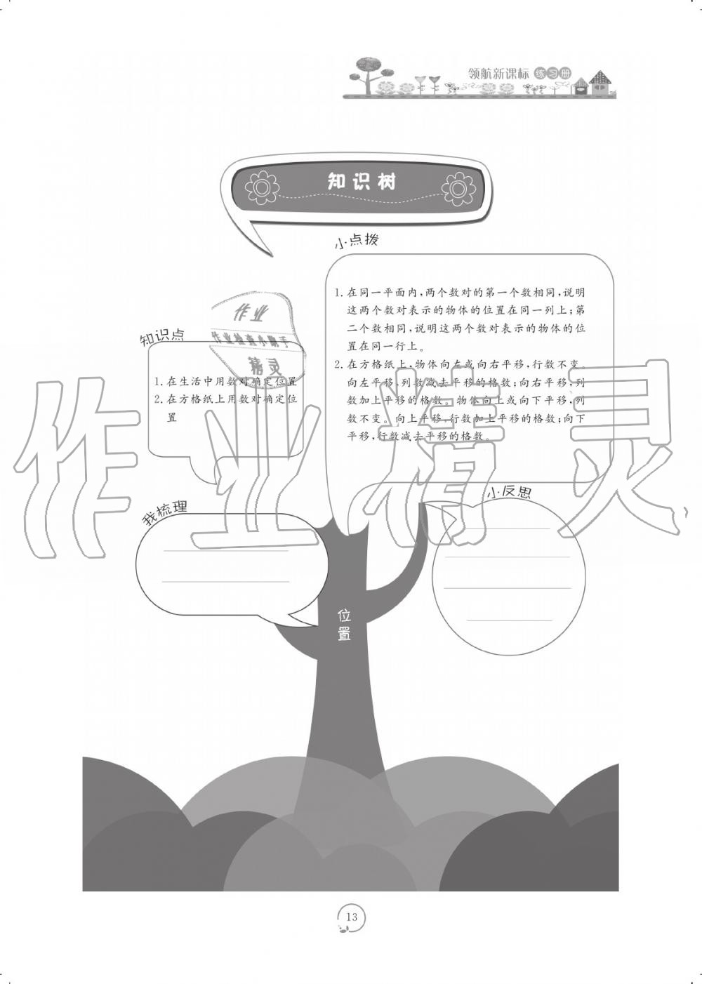 2019年領(lǐng)航新課標(biāo)練習(xí)冊五年級數(shù)學(xué)上冊人教版 參考答案第13頁